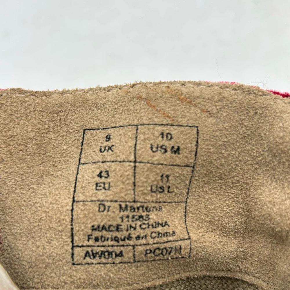 RARE Dr Martens red velvet  20 eye tall knee high zip Combat boots Men10 Women11 - Picture 16 of 16